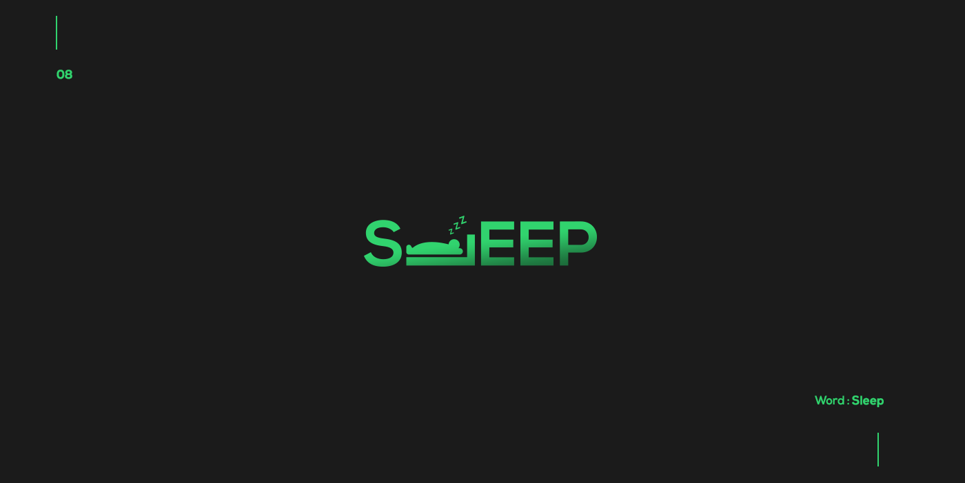 Creative typographic logos that visualize the meanings of words - Sleep