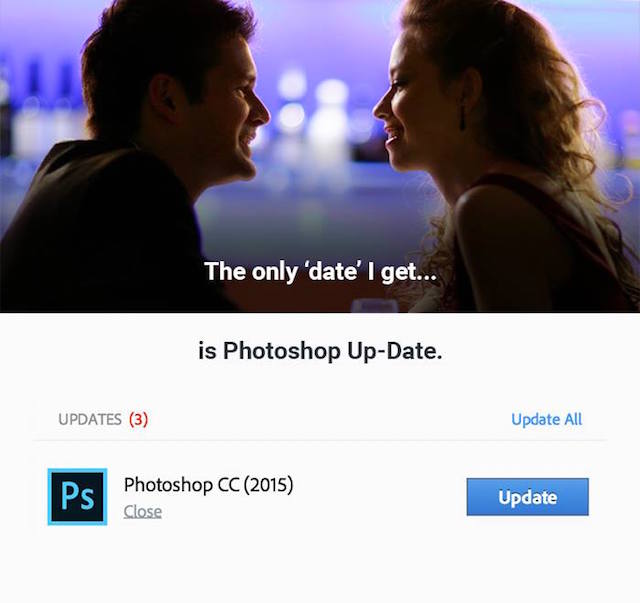 The only date I get is Photoshop Update