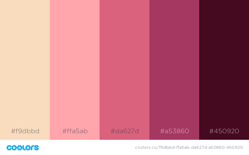 Pink color shades, combinations, palettes, schemes