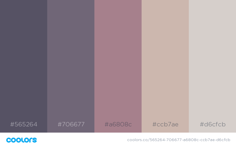 Purple & Grey color shades, combinations, palettes, schemes