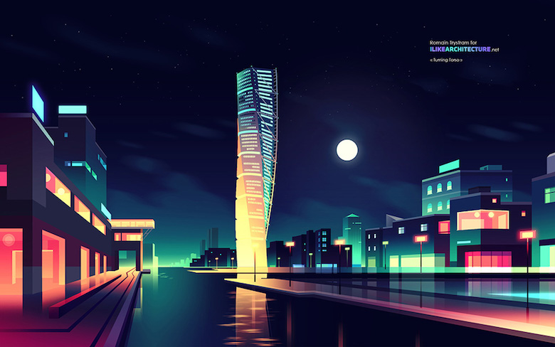 Beautiful Vibrant Illustrations Of City Skylines Made With Photoshop