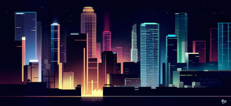 Beautiful, Vibrant Illustrations Of City Skylines Made With Photoshop