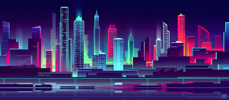 Beautiful Vibrant Illustrations Of City Skylines Made 