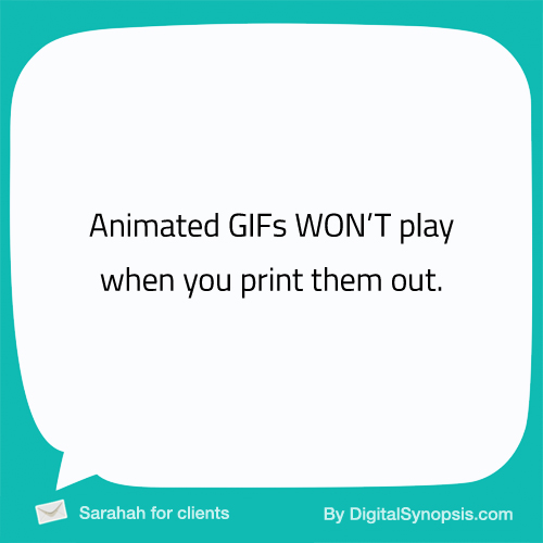 Animated GIFs WON'T play when you print them out.