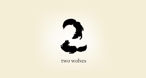 Creative logo design using numbers and digits - Two Wolves