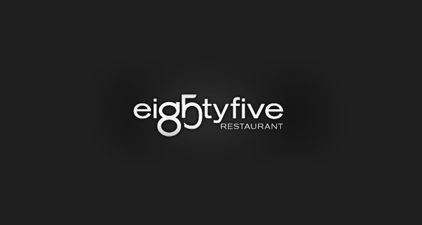 Creative logo design using numbers and digits - EightyFive Restaurant