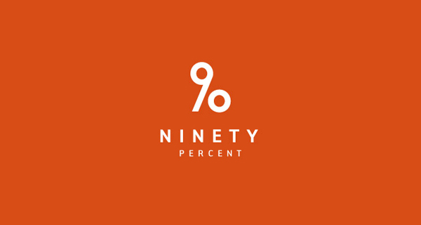 Creative logo design using numbers and digits - 90 percent