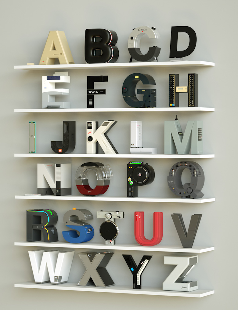 Alphabet Letters Designed As Electronic Gadgets - A-Z (3D)