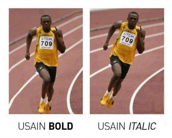 Usain Bold vs Usain Italic