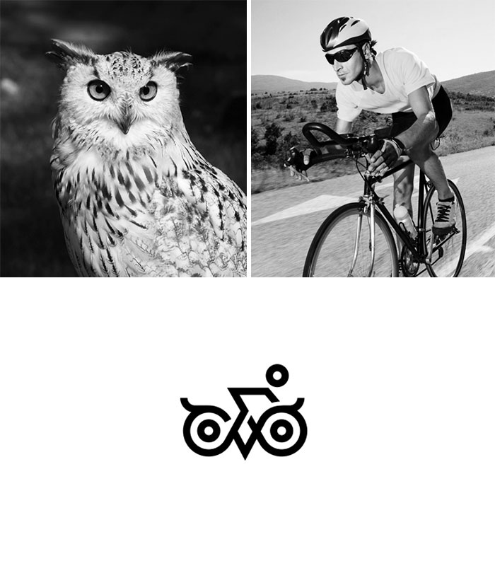 Brand logos made by combining two two objects - Owl Rider