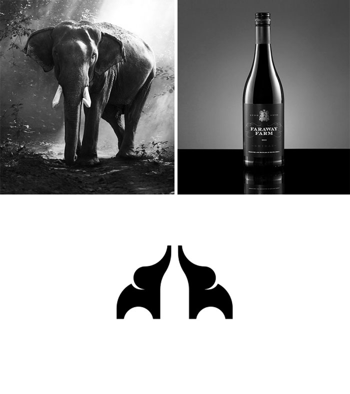Brand logos made by combining two two objects - EleWine