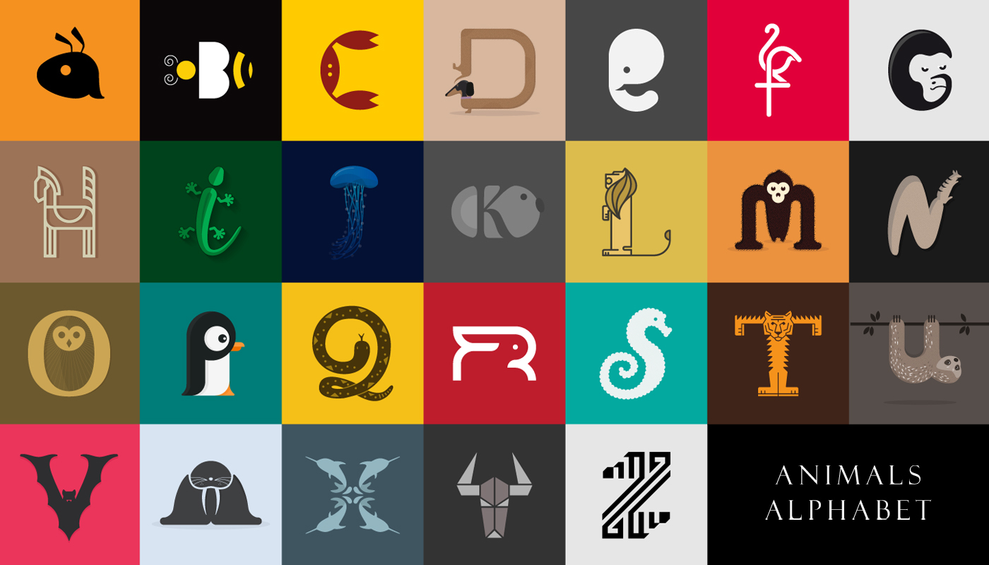 Designer Creates Clever Alphabetical Logos Based On Animal Names And Shapes