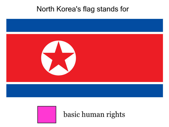 Funny meanings of country flag colors - North Korea