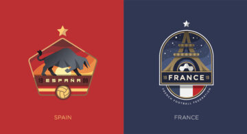 FIFA World Cup badge design concepts for Spain and France football crests