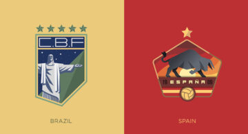 FIFA World Cup badge design concepts for Brazil and Spain football crests