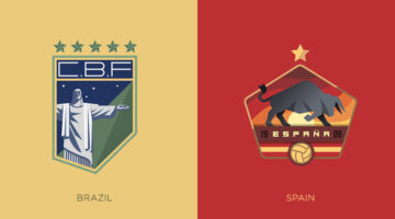 FIFA World Cup badge design concepts for Brazil and Spain football crests