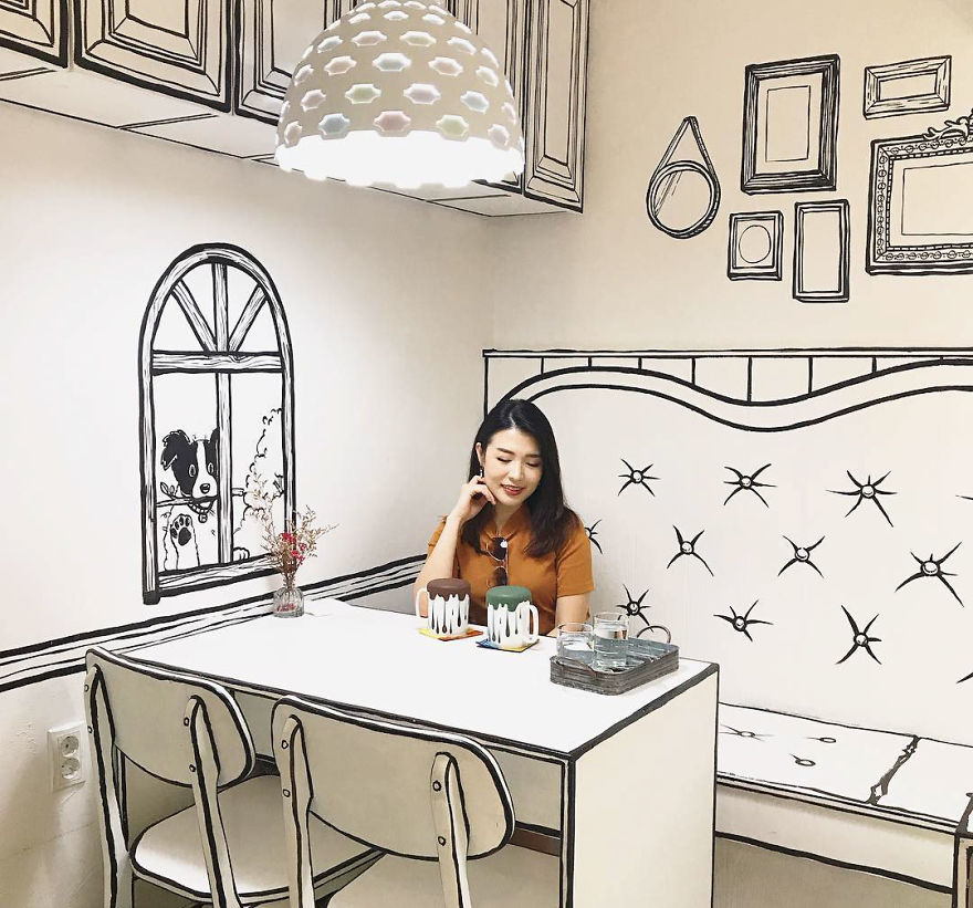 Cartoon, Comic Interior Design Cafe in Seoul, South Korea - 1