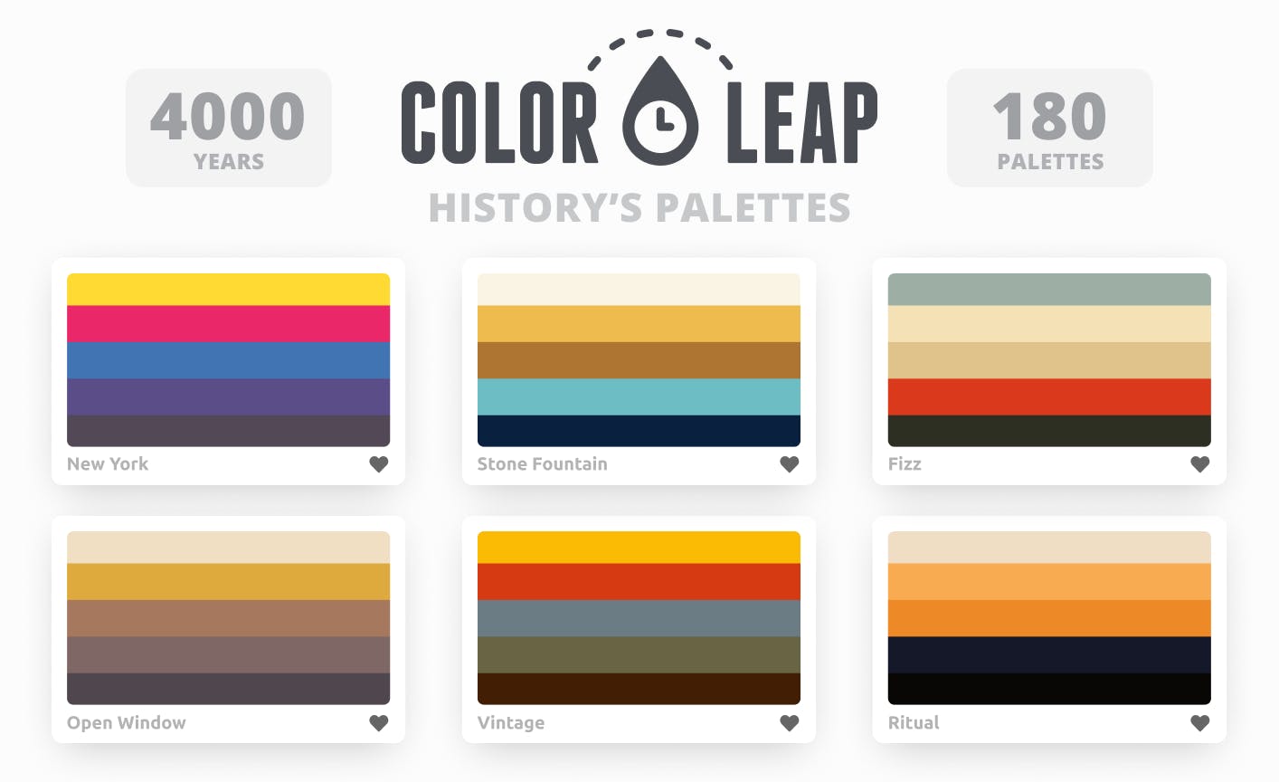 Color Leap App: Color palettes used in different historical eras - 1