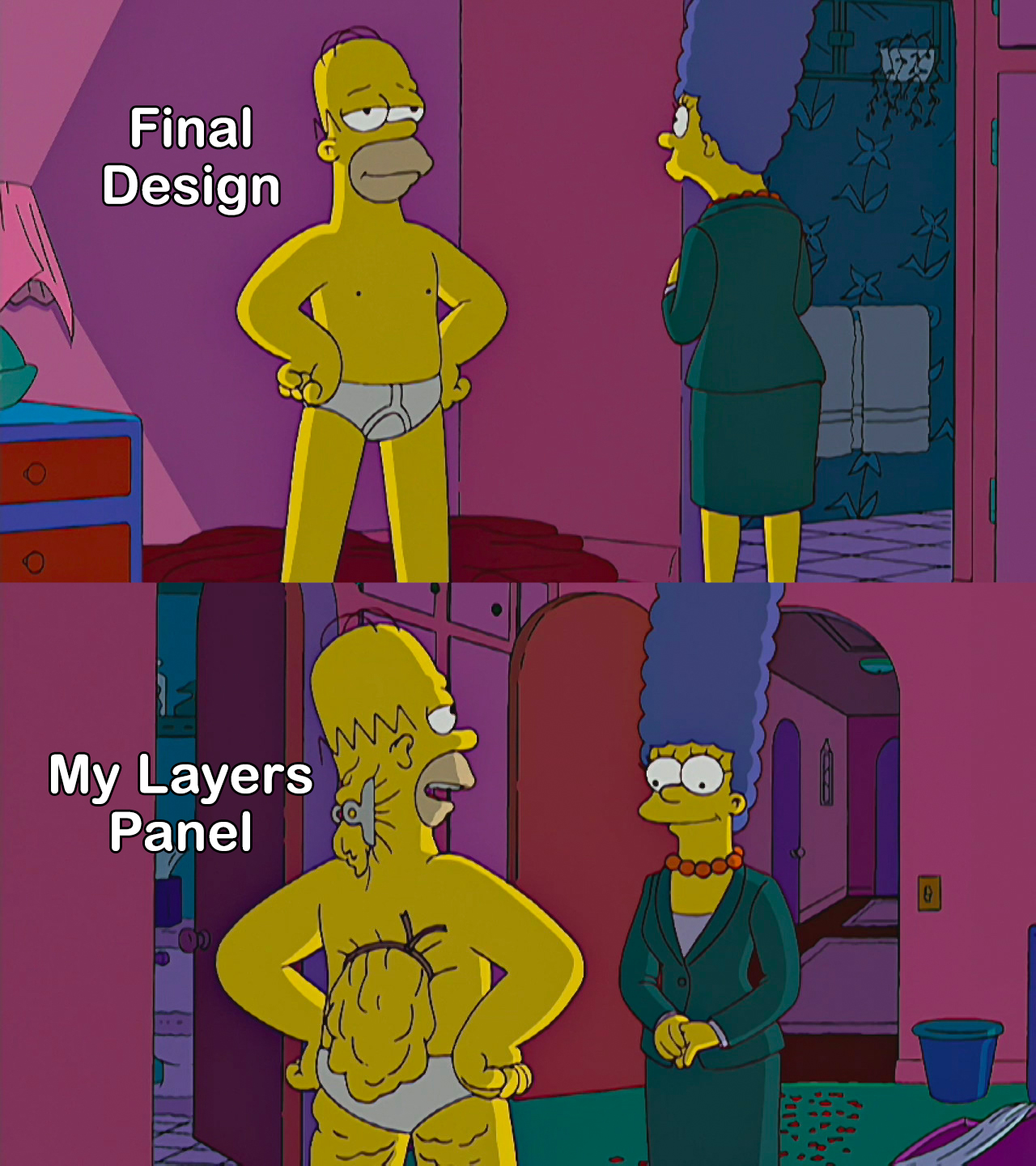 Final Design vs. My Layers Panel (Homer & Marge Simpson)