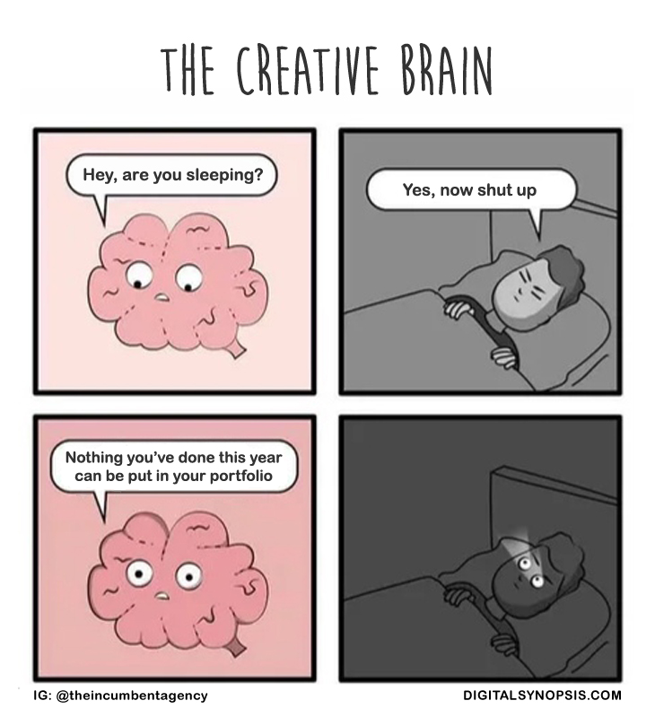 The Creative Brain - Are you sleeping? Yes. Nothing you've done this year can be put in your portfolio.