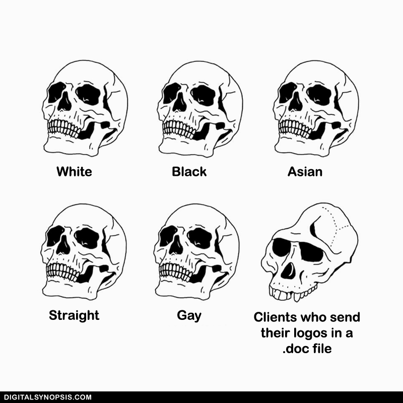 White vs. Black vs. Asian vs. Straight vs. Gay vs. Clients who send their logos in a .doc file