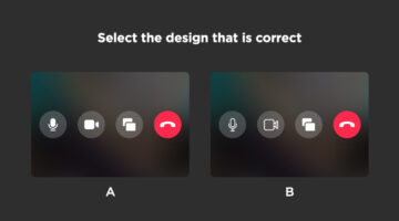 UI design quiz comparing two video call interface designs