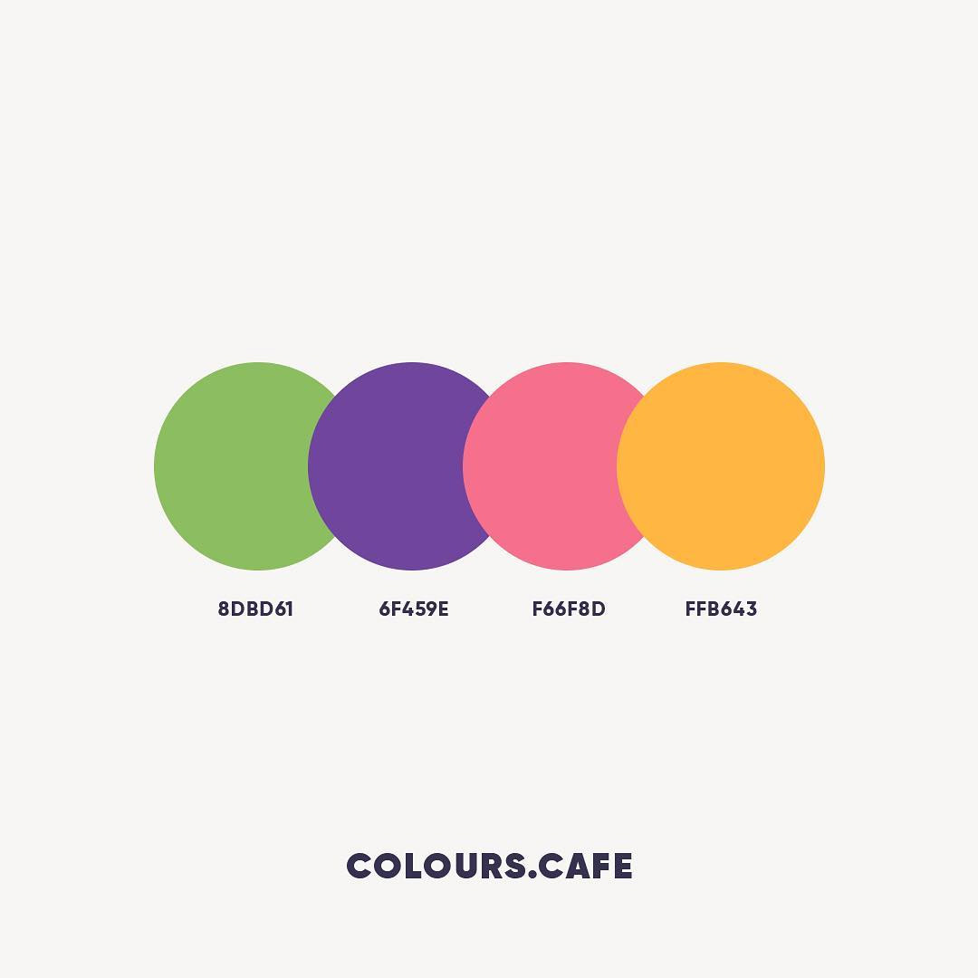 Green, Purple, Orange color shades, combinations, palettes, schemes