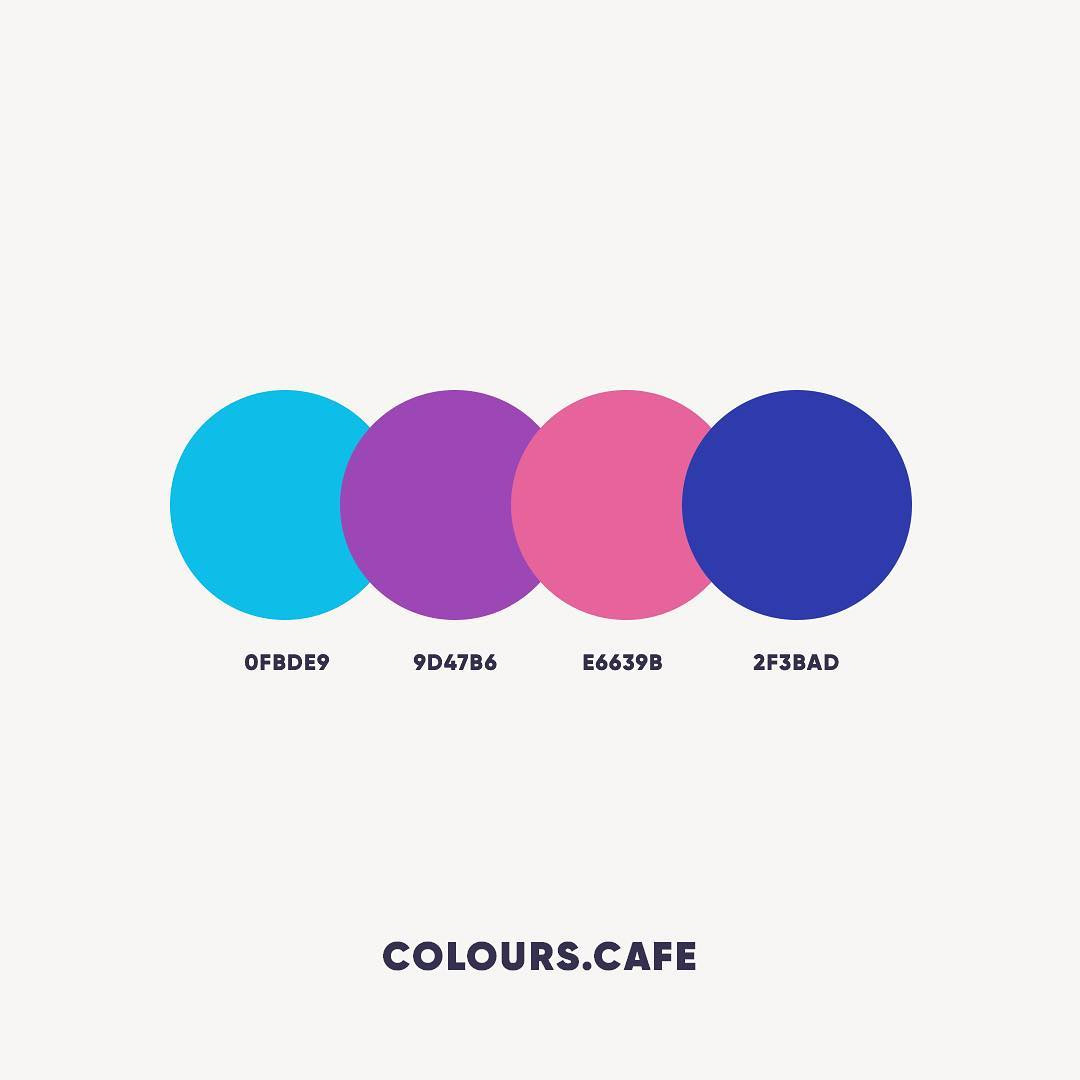 Blue, Pink, Purple color shades, combinations, palettes, schemes