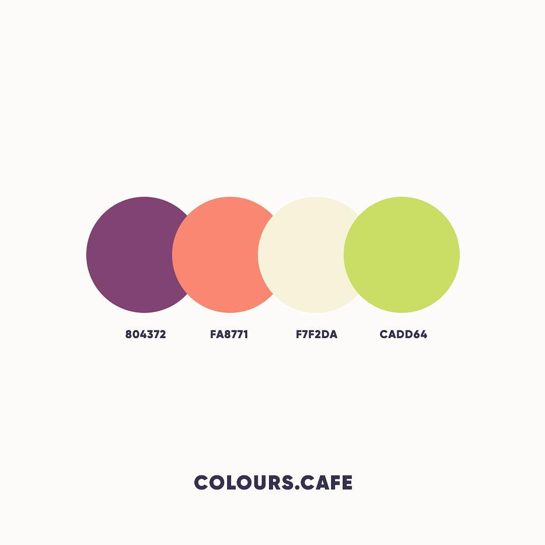 Purple, Orange, Green color shades, combinations, palettes, schemes