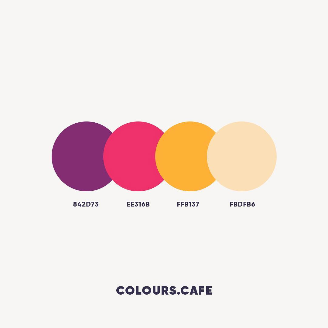 Purple, Pink & Orange color shades, combinations, palettes, schemes