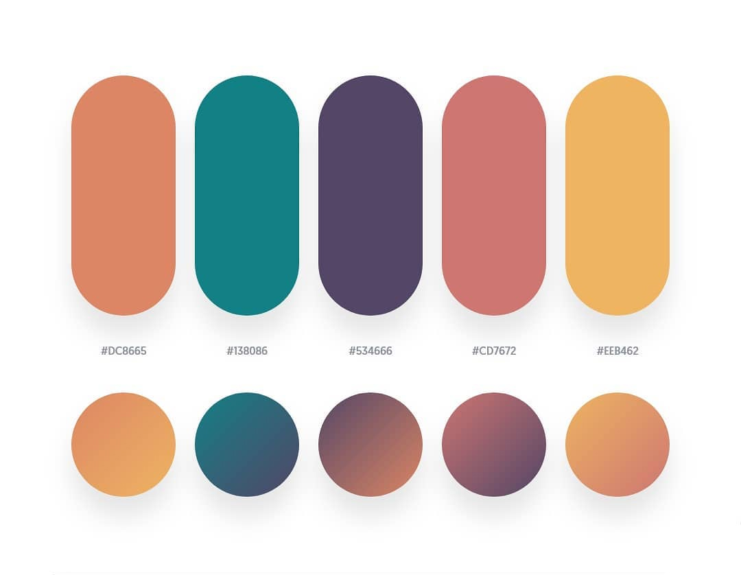 Orange, green, purple, orange color schemes & gradient palettes