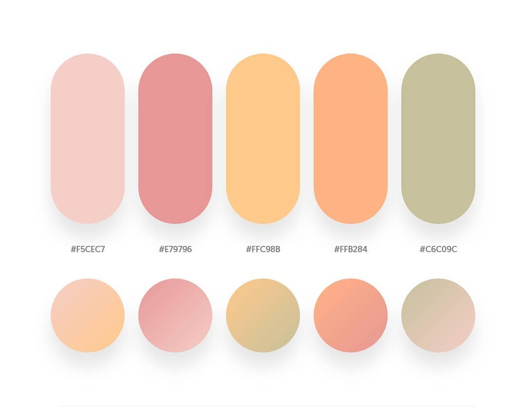 Pink, orange, green color schemes & gradient palettes