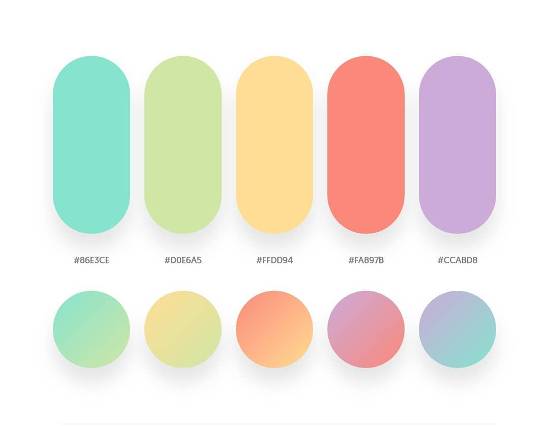 Green, yellow, red, purple color schemes & gradient palettes