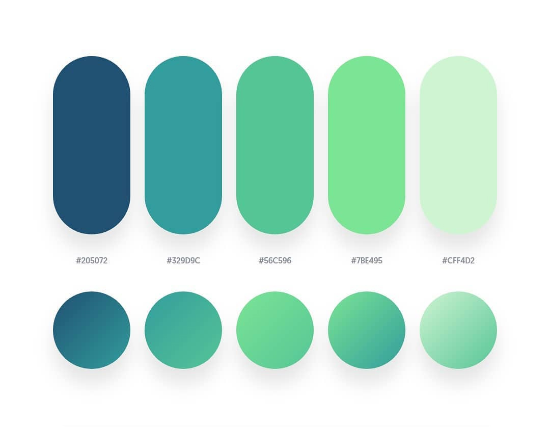 Green color schemes & gradient palettes