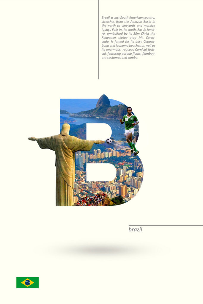 Beautiful Typographic Alphabet Series Of Countries And Their Iconic ...