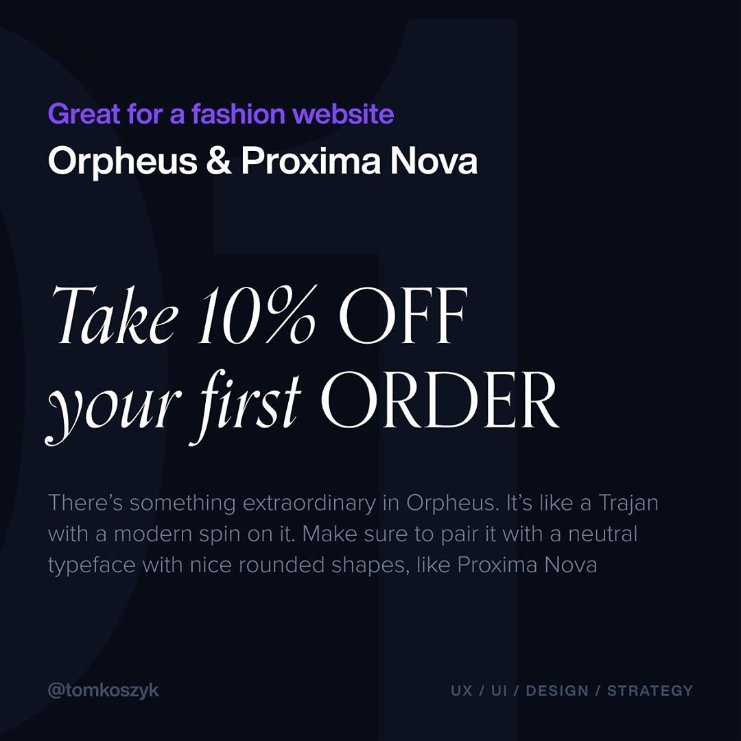 Best Adobe Font Combinations - Orpheus & Proxima Nova