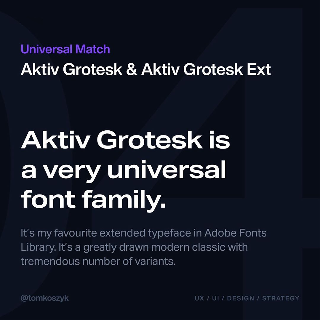 Best Adobe Font Combinations - Aktiv Grotesk Extended & Regular⁠
