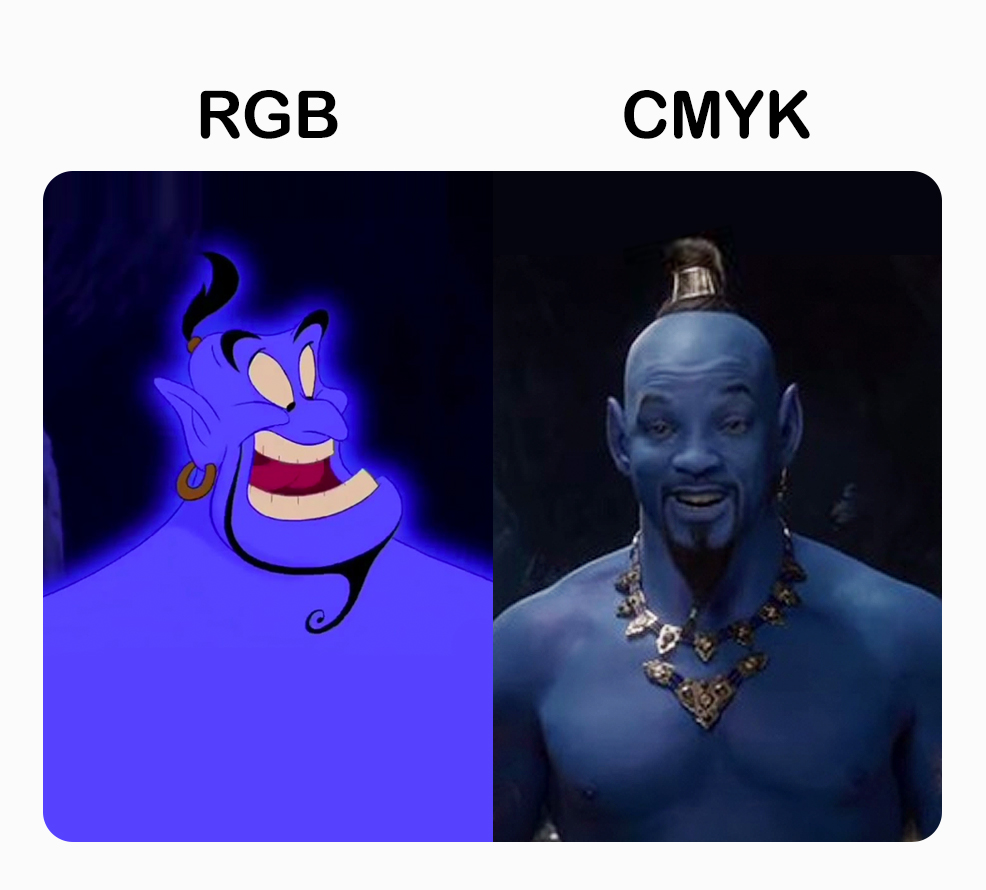 Alladin Genie: RGB vs. CMYK