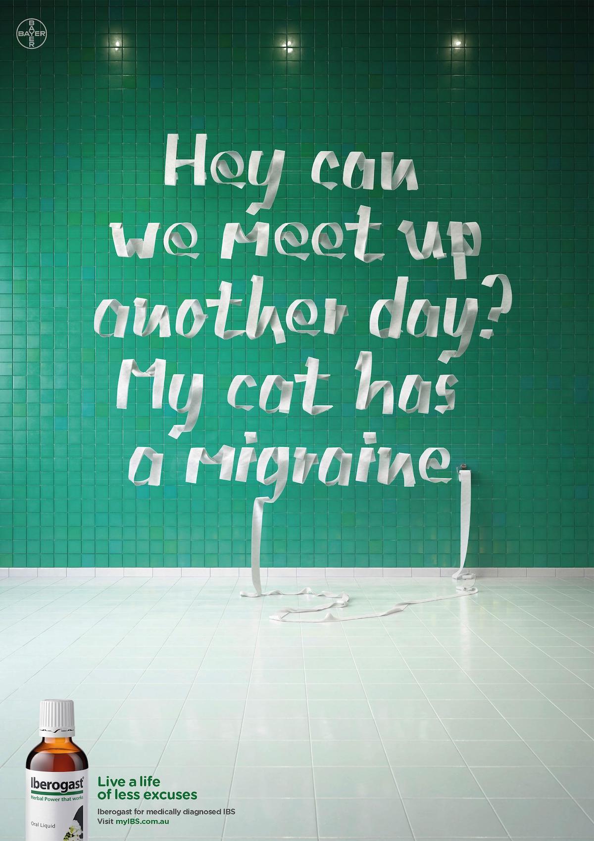 Creative Typography Ads - Bayer Iberogast: Less Excuses