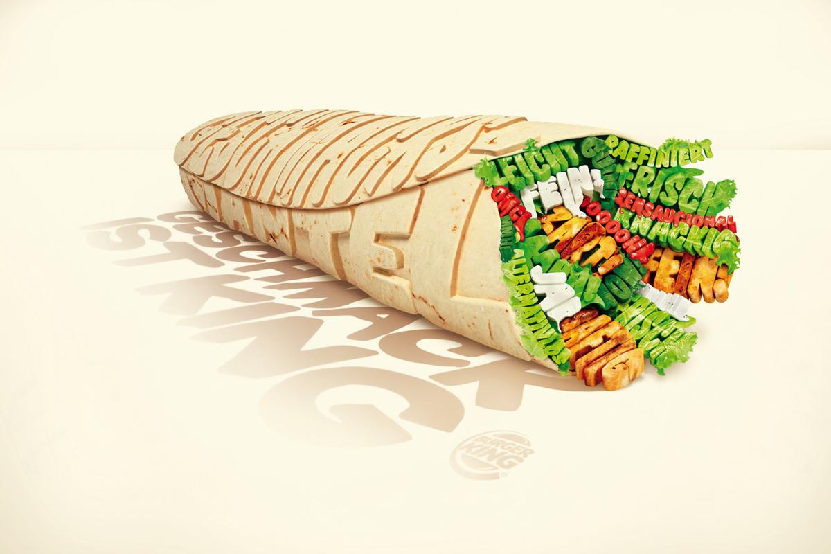 Creative Typography Ads - Burger King: Wraps