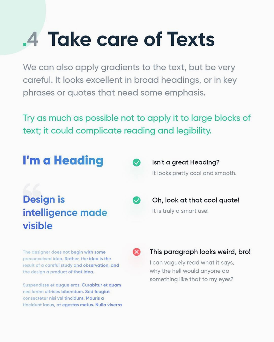 How to create better gradients - Take care of Texts