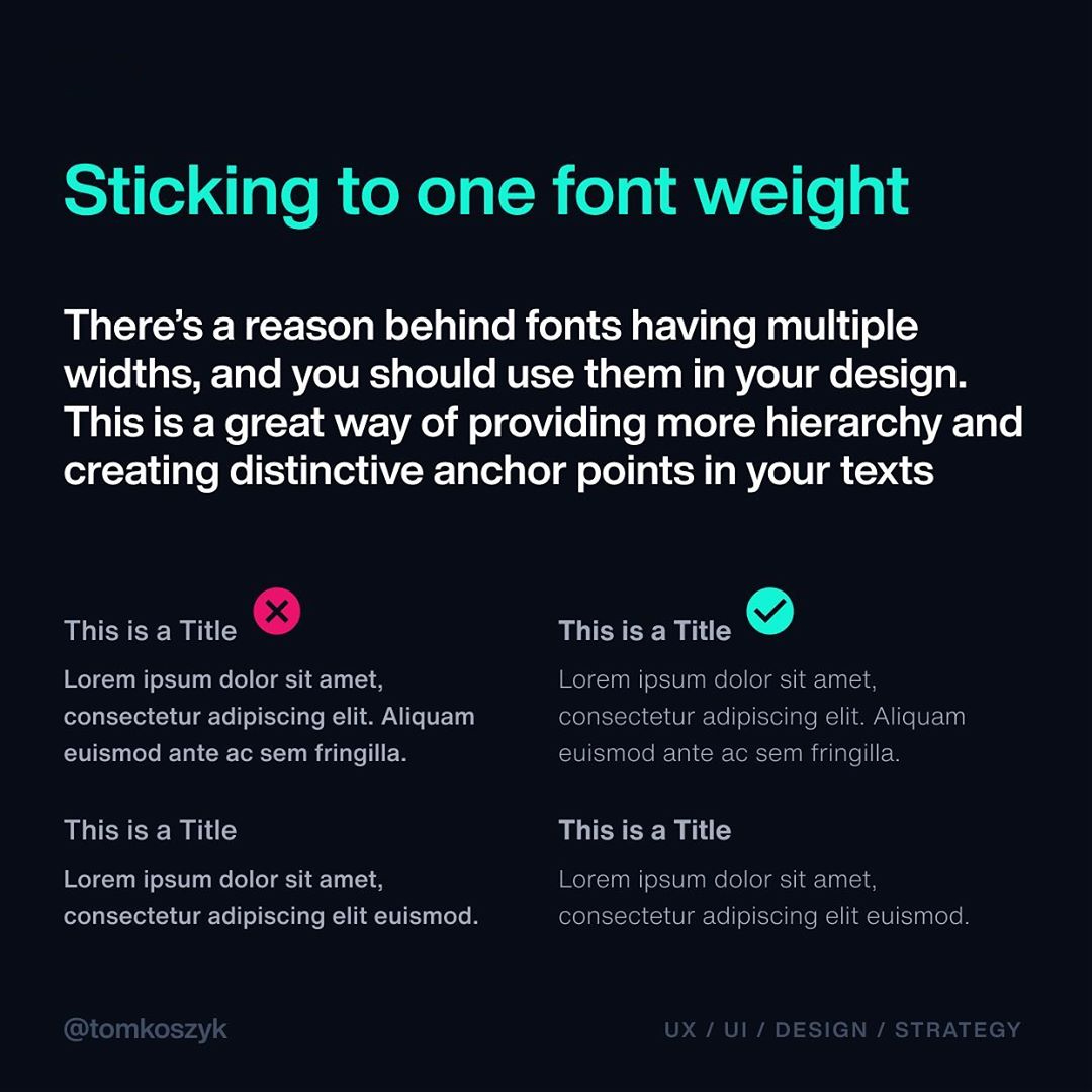 Typography / Typesetting mistakes - Sticking to one font weight