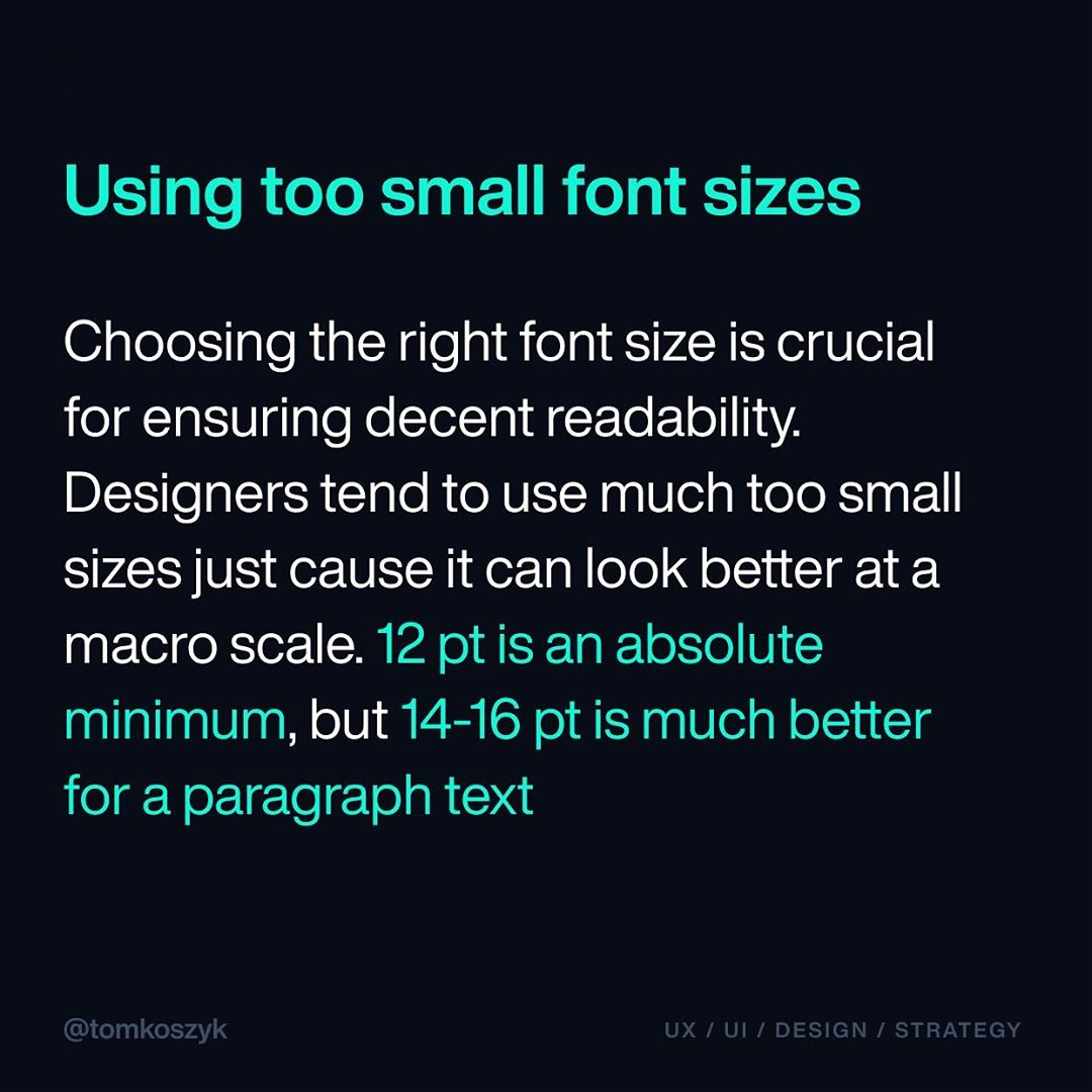 Typography / Typesetting mistakes - Using too small font sizes