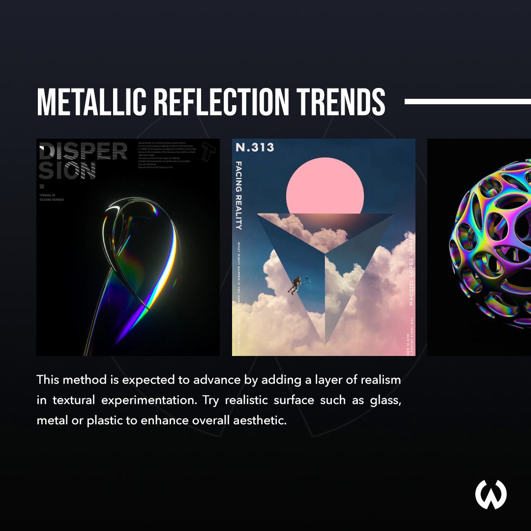 Graphic Design Trends 2020 - Metallic Reflection