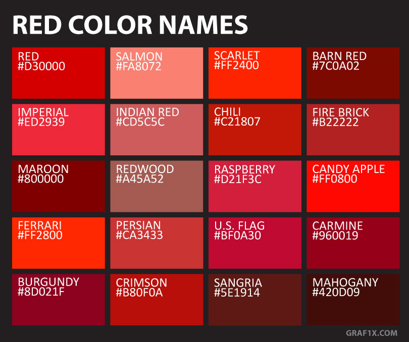 Red Color Names & Shades