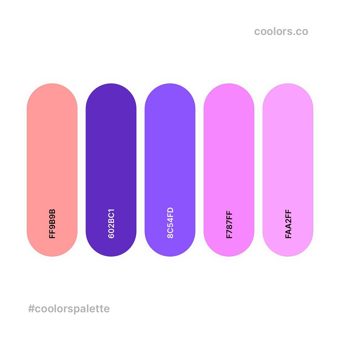Pink, purple color palettes, schemes & combinations