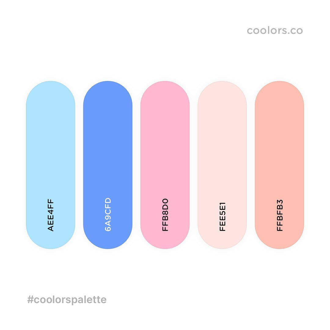 Blue, pink color palettes, schemes & combinations