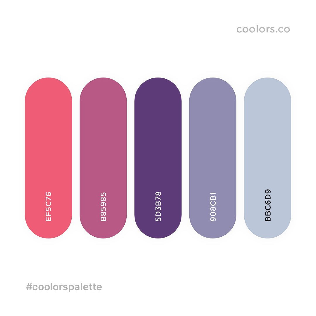 Red, purple, blue color palettes, schemes & combinations