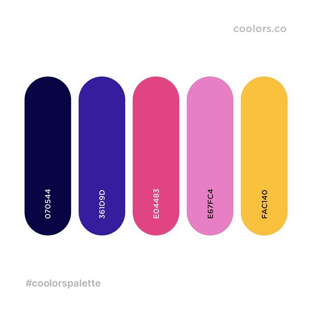 Blue, pink, yellow color palettes, schemes & combinations