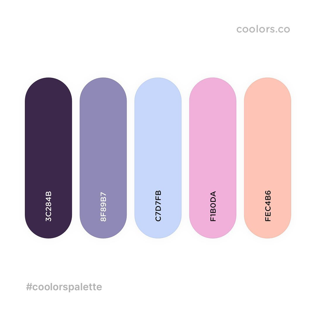Blue, purple, pink color palettes, schemes & combinations